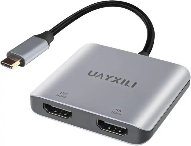 Main image of USB-C to Dual HDMI 8K Adapter - MST HDMI Splitter for Dual Monitors, Extended Display Support, 4K@60Hz, Compatible with MacBook, Dell, HP, Lenovo, Thunderbolt 3/4 Laptops