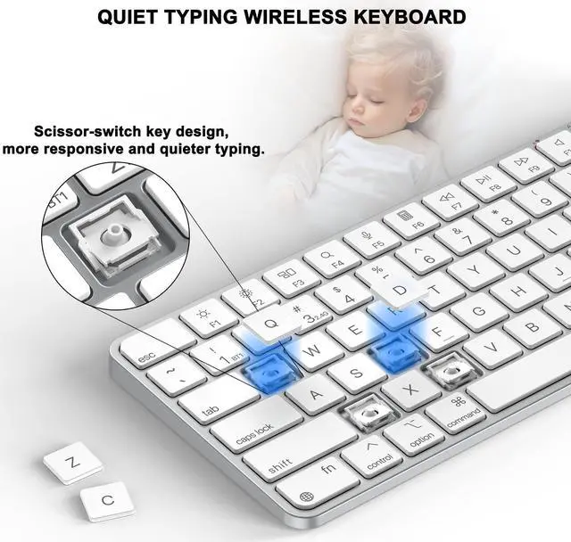 Alt view image 4 of 5 - ULSOU Wireless Keyboard for Mac, Bluetooth/2.4G USB Dual-Channel Connection, Multi Device, Rechargeable Bluetooth Keyboard Compatible with Mac, iPad, iPhone