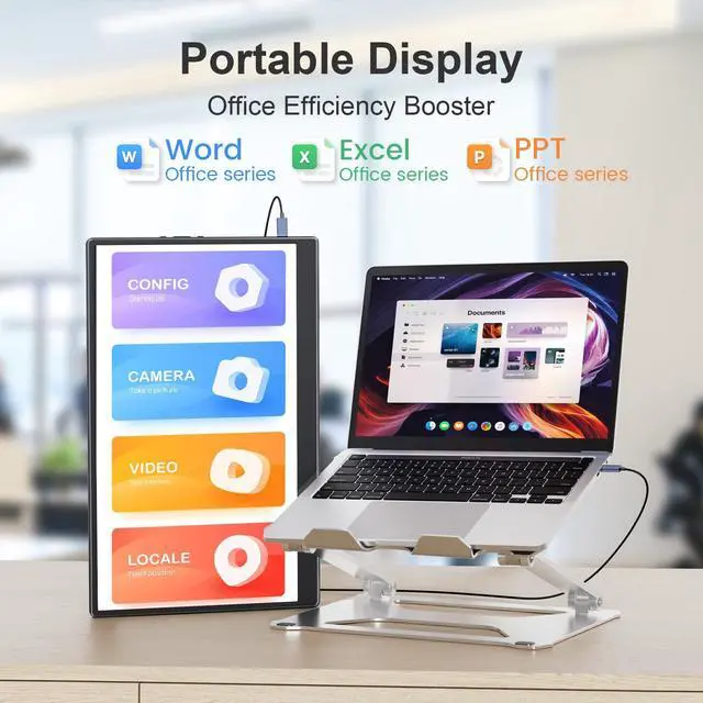 Alt view image 3 of 5 - UFYQL Portable Monitor 15.6-inch FHD 1080P Travel External Monitor,HDR IPS Gaming Monitor with Kickstand &Speakers,VESA Mountable,USB-C HDMI Plug&Play,for Laptop PC Phone PS4/5 Xbox Switch