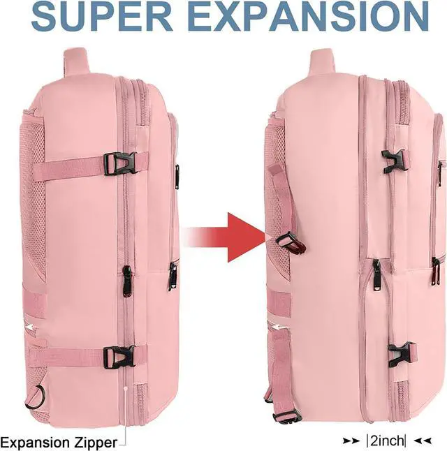40L Carry On Travel Backpack For Women & Men - Flight Approved, Fits 17" Laptop, Purple - View #7