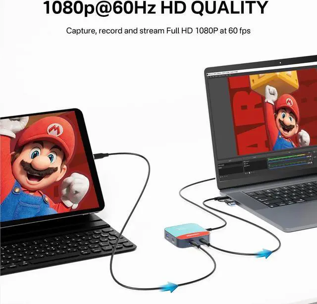 Alt view image 5 of 5 - USB-C Video Capture Card & USB Hub, 1080P 60FPS USB C Video Capture USB 3.0 100W PD with Ultra-Low Latency for Gaming, Streaming, Recording, Compatible with Switch, iPad, Meta Quest 3, iPhone 15