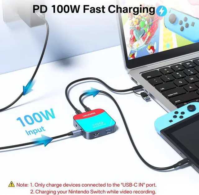 Alt view image 4 of 5 - USB-C Video Capture Card & USB Hub, 1080P 60FPS USB C Video Capture USB 3.0 100W PD with Ultra-Low Latency for Gaming, Streaming, Recording, Compatible with Switch, iPad, Meta Quest 3, iPhone 15