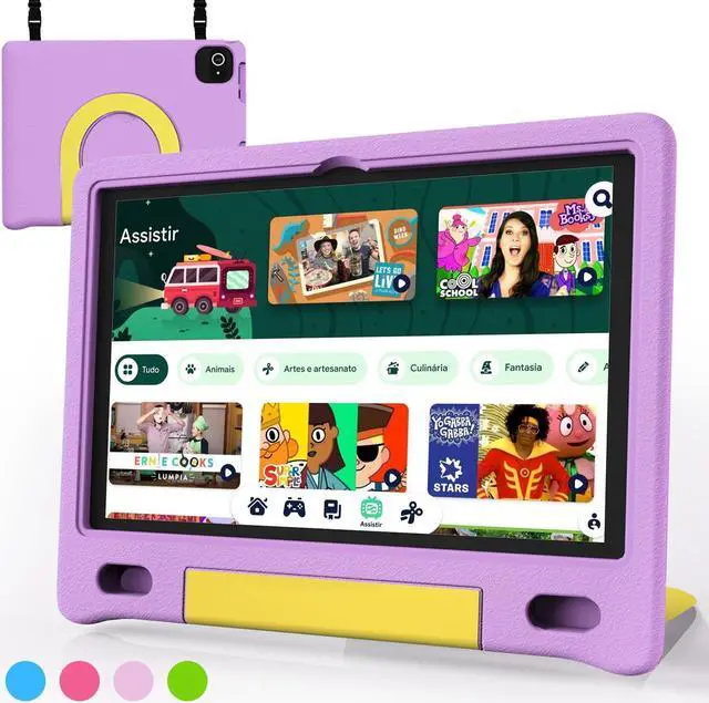Main image of VNEIMQN Kids Tablet, 10.1 Inch Tablet for Kids, Android 14, 64GB, Octa-Core CPU, WiFi, Big Battery, Kids Conten, Parental Control, HD Display Children Age 3-12, Bluetooth, Purple Case