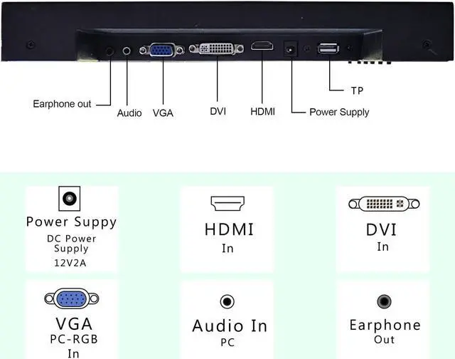 Alt view image 4 of 5 - VSDISPLAY 12.1 Inch 10 Points Touch Screen Industrial LCD Monitor 1024x768 4:3 Aspect Ratio Display with Wall Mounting Brackets,Supports HD-MI/VGA/DVI Input
