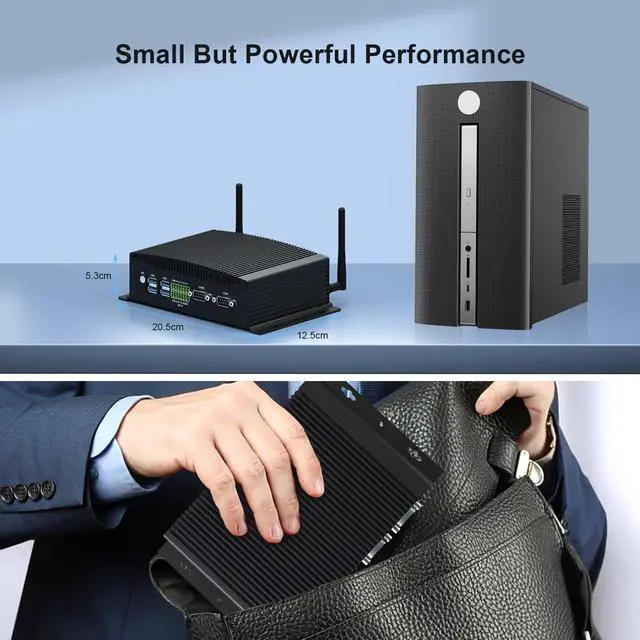Alt view image 5 of 5 - WEIDIAN Mini PC Fanless Industrial Win 11 Pro PC Core i7 10810U 16GB RAM 512GB SSD Mini Desktop Computer GPIO, 4K 2HD+DP, 2LAN, 2COM RS232/422/485, 6USB WiFi&BT RAID Wake On LAN Auto Power On