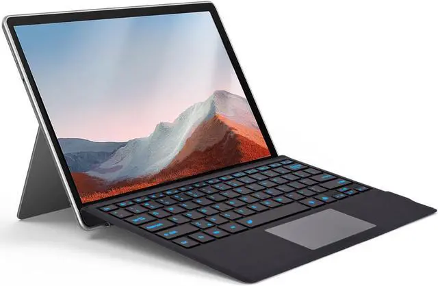 Main image of Wineecy Backlit Keyboard for Surface Pro 7/7 Plus/6/5/4/3, 7 Colors Font Backlight Detachable Wireless Type Cover with Trackpad/Pen Holder Compatible with Microsoft Surface Pro 7/7+/6/5/4 12.3 Inch