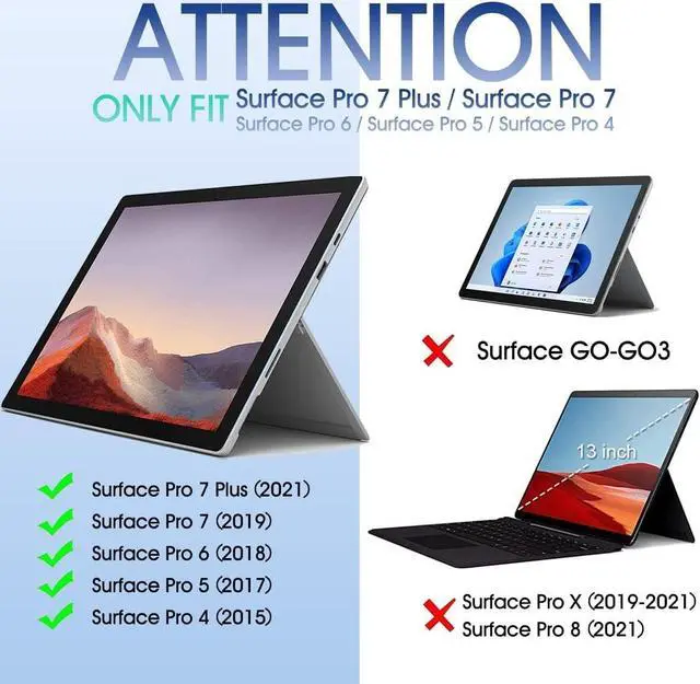 Alt view image 2 of 5 - Wineecy Backlit Keyboard for Surface Pro 7/7 Plus/6/5/4/3, 7 Colors Font Backlight Detachable Wireless Type Cover with Trackpad/Pen Holder Compatible with Microsoft Surface Pro 7/7+/6/5/4 12.3 Inch
