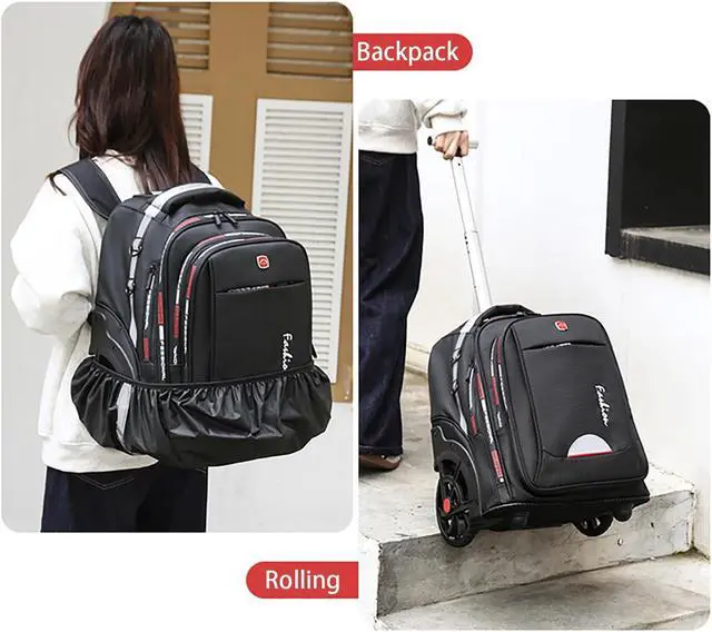 Alt view image 5 of 5 - WMHYLYH Waterproof Rolling Backpack for Women and Men, Laptop Backpack with Wheels for Adults, Carry on Backpack with Large Wheels for Travel and Business Commuter (Blue, 22inch)