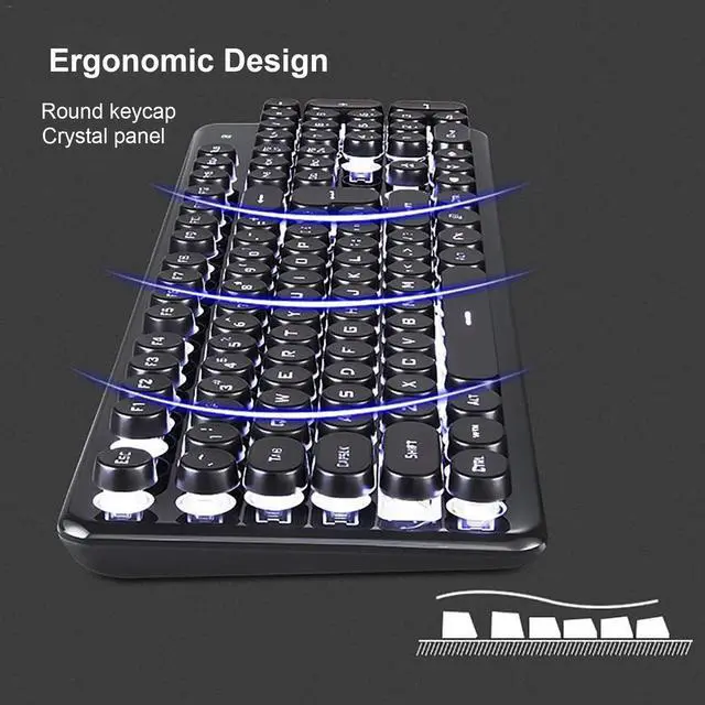 Alt view image 2 of 5 - Gaming Keyboard and Mouse Combo, 2.4Ghz Wilress Keyboard with LED White Backlit 104-Key Full Size Ergonomic and Optial Mice for PC/Laptop