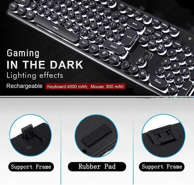 Alt view image 5 of 5 - Gaming Keyboard and Mouse Combo, 2.4Ghz Wilress Keyboard with LED White Backlit 104-Key Full Size Ergonomic and Optial Mice for PC/Laptop