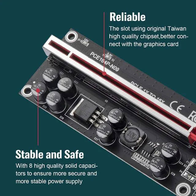 Alt view image 5 of 5 - YABOANG 6 Pin PCI e 1x to 16x Enhanced Riser Card, with 0.6m USB 3.0 Extension Cable and 6PIN SATA Power Cable GPU Riser Extender Card Ethereum Mining ETH 6 Pieces