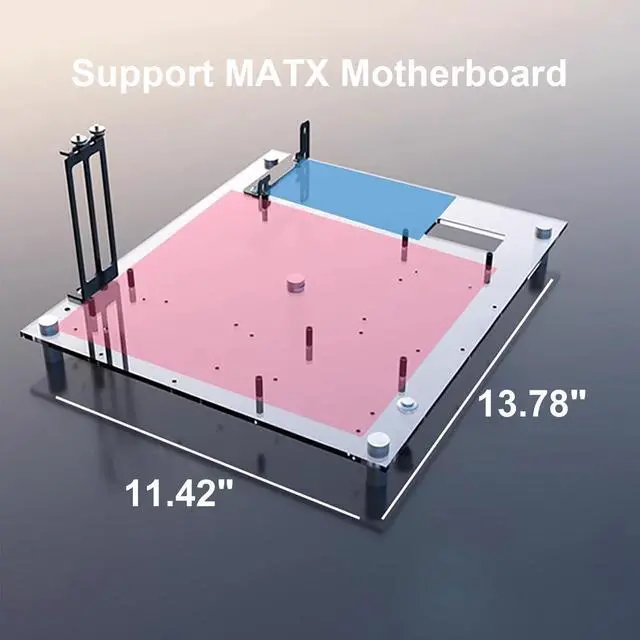 Alt view image 5 of 5 - PC Test Bench Open Frame Computer Case DIY PC Case, Support ATX/MATX/ITX Motherboards, Transparent Organic Glass Frame, Rectangular Heat Dissipation Design, Open Computer Case Bracke(MATX)
