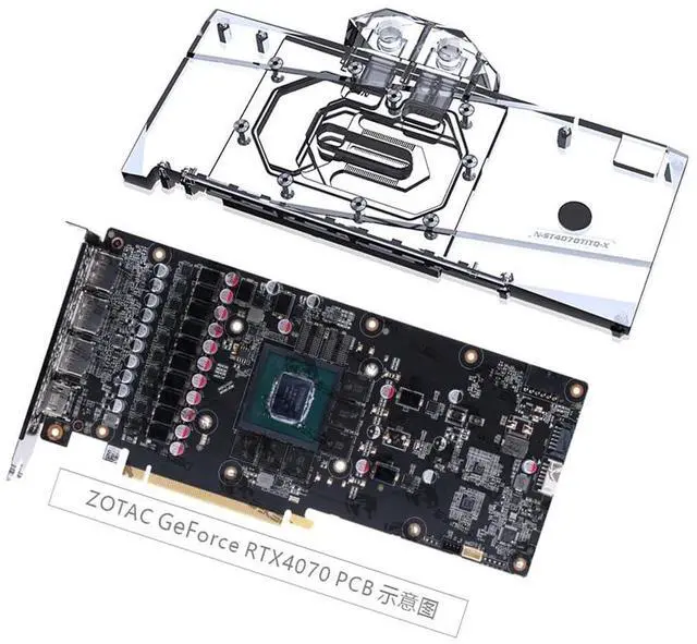 Alt view image 3 of 5 - Copper GPU Water Cooling Block GPU Waterblock for Zotac GeForce RTX 4070 12GB OC, for ZOTAC Gaming GeForce RTX 4070 Ti Super Trinity OC White Edition DLSS 3 16GB GDDR6X