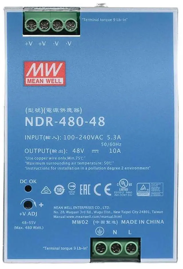 Alt view image 2 of 5 - NDR-480-48 Mean Well Switching Power Supply MeanWell NDR-480-48