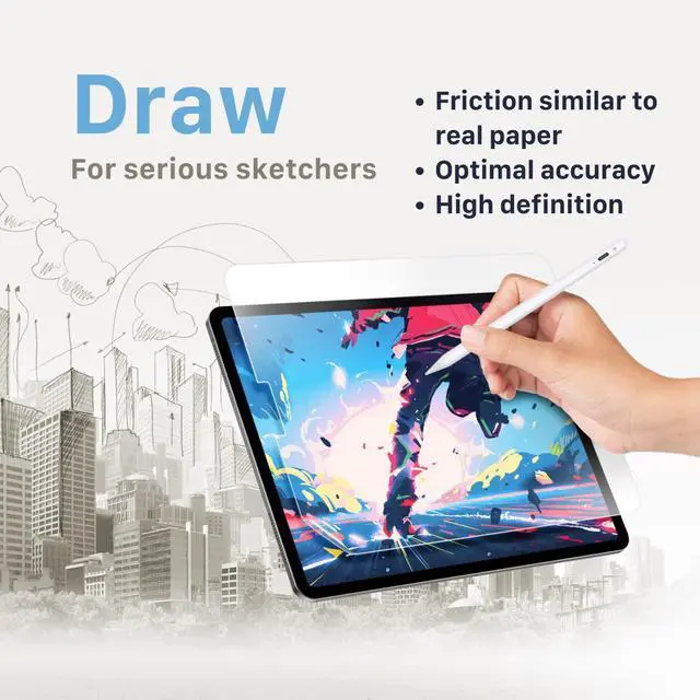 Alt view image 3 of 5 - SwitchEasy Like Paper iPad Pro Screen Protector 11" (2018-2021)/ iPad Air 10.9", Designed for Writing & Drawing, Anti-Glare Blue Light Filter, Compatible with Apple Pencil - Like Paper Note (Not Compa