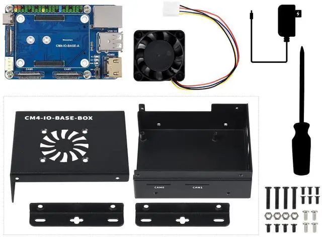 Alt view image 2 of 4 - Waveshare Mini-Computer Based On Raspberry Pi Compute Module 4 (NOT Included) Mini IO Board Lite Ver Metal Case with Cooling Fan