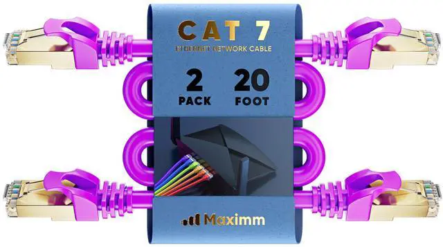 Main image of Cat 7 Ethernet Cable 20 ft - High-Speed Internet & Network LAN Patch Cable, RJ45 Connectors - 20ft / Purple / 2 Pack - Perfect for Gaming, Streaming, and More