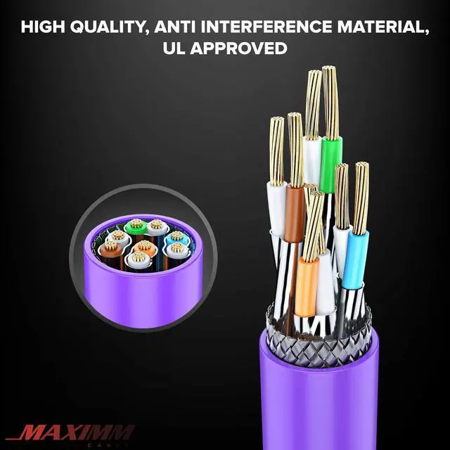 Alt view image 3 of 5 - Cat 7 Ethernet Cable 20 ft - High-Speed Internet & Network LAN Patch Cable, RJ45 Connectors - 20ft / Purple / 2 Pack - Perfect for Gaming, Streaming, and More