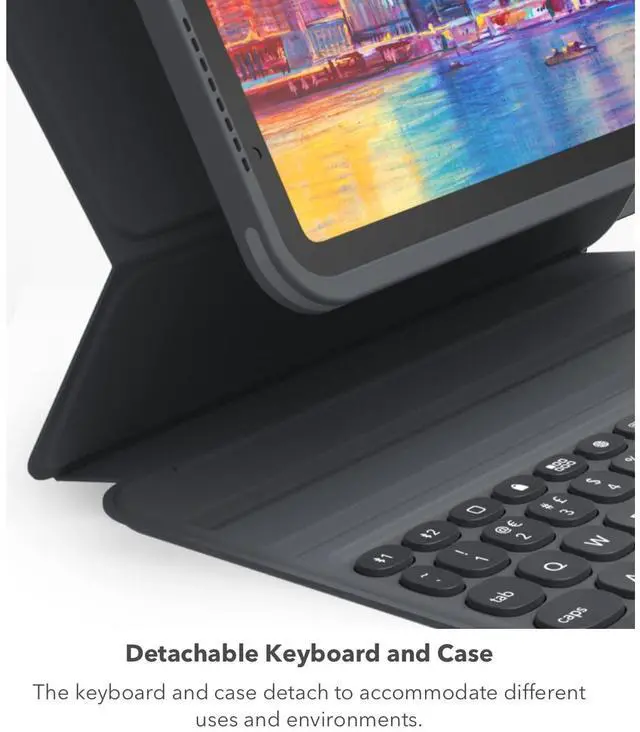 Alt view image 3 of 5 - ZAGG Pro Keys Detachable Case and Wireless Keyboard for Apple iPad 11" (A16)/ 10.9 10th GEN, Multi-Device Bluetooth Pairing, Backlit Keyboard, Apple Pencil Holder, 6.6ft Drop Protection, Lightweight