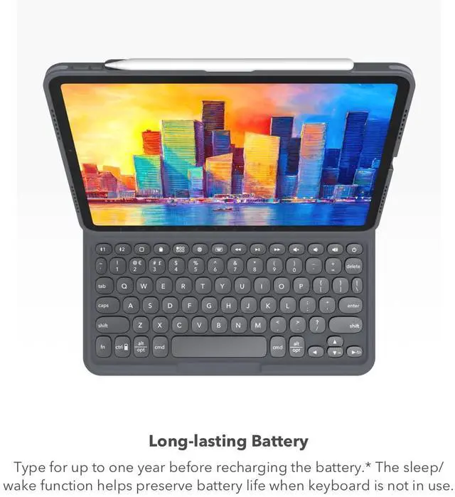 Alt view image 4 of 5 - ZAGG Pro Keys Detachable Case and Wireless Keyboard for Apple iPad 11" (A16)/ 10.9 10th GEN, Multi-Device Bluetooth Pairing, Backlit Keyboard, Apple Pencil Holder, 6.6ft Drop Protection, Lightweight