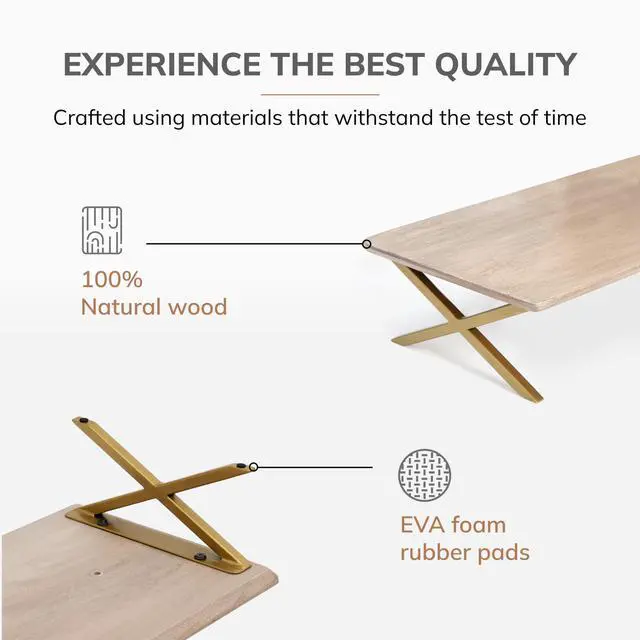 Alt view image 2 of 5 - Anji Mountain Monitor Stand - Desktop Organizer & Laptop Riser, Ergonomic Monitor Riser, Space-Saving Monitor Stand for Desk, Durable Construction, Easy Assembly, Ideal for Home & Office,Biscotti