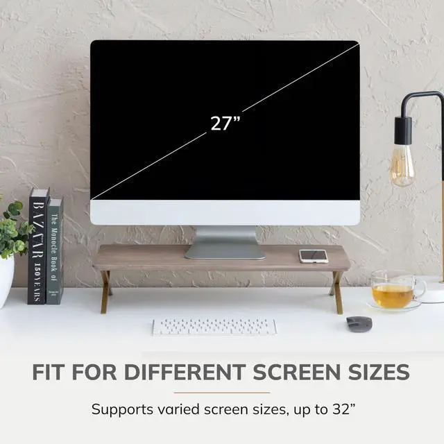 Alt view image 4 of 5 - Anji Mountain Monitor Stand - Desktop Organizer & Laptop Riser, Ergonomic Monitor Riser, Space-Saving Monitor Stand for Desk, Durable Construction, Easy Assembly, Ideal for Home & Office,Biscotti