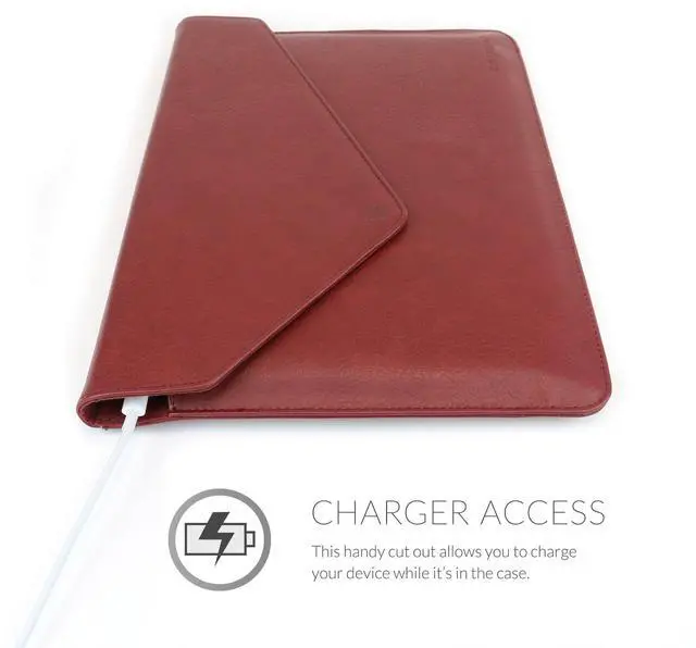 Alt view image 3 of 5 - MacBook Pro Touch 13" (2016, 2017) Sleeve, Snugg - Dusty Cedar Red Leather Sleeve Case Protective Cover for MacBook Pro Touch 13" (2016, 2017) 13" Touchbar