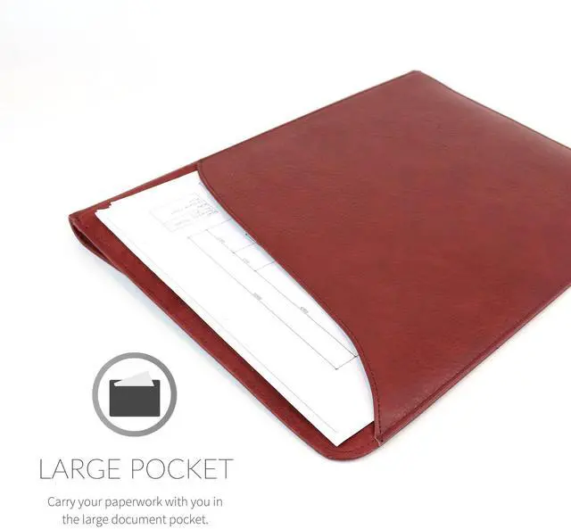 Alt view image 5 of 5 - MacBook Pro Touch 13" (2016, 2017) Sleeve, Snugg - Dusty Cedar Red Leather Sleeve Case Protective Cover for MacBook Pro Touch 13" (2016, 2017) 13" Touchbar