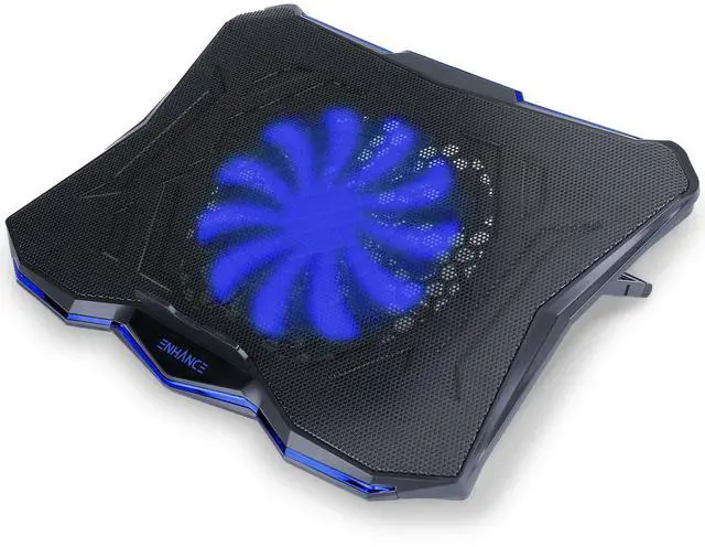 Main image of ENHANCE Cryogen 5 Gaming Laptop Cooling Pad Stand - Laptop Cooler with 7 Adjustable Height Settings & Dual USB Ports up to 17 inches - 1 Ultra Quiet High Performance LED Fan 800 RPM - Blue