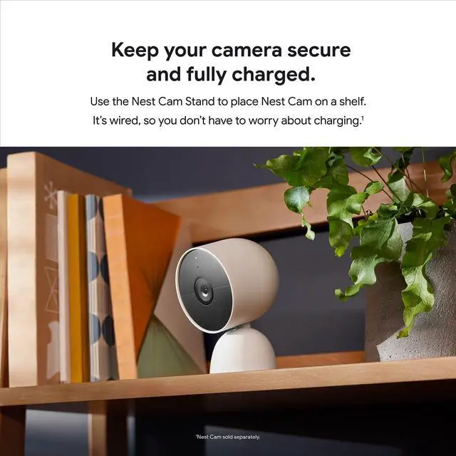 Alt view image 4 of 5 - Google Nest Cam Stand - Wired Tabletop Stand for Nest Cam (Battery) Only - Snow