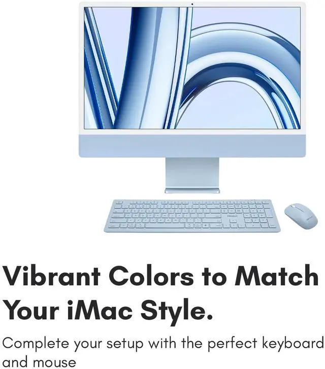 Alt view image 2 of 5 - Macally Bluetooth Keyboard and Mouse Combo for Mac, iPad, iPhone - Vibrant iMac Colors - (3 Channels, Rechargeable, Full Size, Emoji Keys) - Mac Mouse and Keyboard Combo Wireless - Light Blue