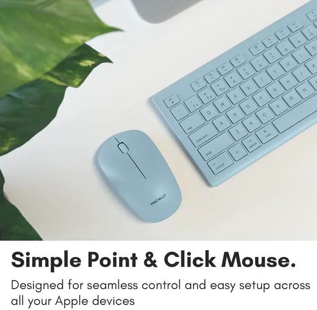 Alt view image 5 of 5 - Macally Bluetooth Keyboard and Mouse Combo for Mac, iPad, iPhone - Vibrant iMac Colors - (3 Channels, Rechargeable, Full Size, Emoji Keys) - Mac Mouse and Keyboard Combo Wireless - Light Blue