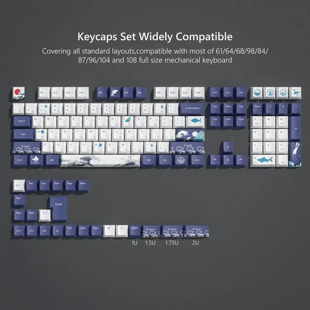 Alt view image 4 of 5 - Womier PBT Keycaps 75 Percent, Custom Keycaps Set Dye-Sublimation +