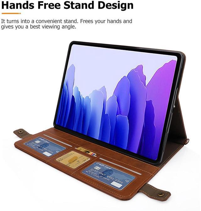 Alt view image 3 of 5 - Dteck Galaxy Tab S10 Case, S9/S8 Ultra 2023/2022 Business PU Leather Folio Stand Cover with S Pen Holder, Card Slots, Shoulder Strap, Wallet Bag, Coffee