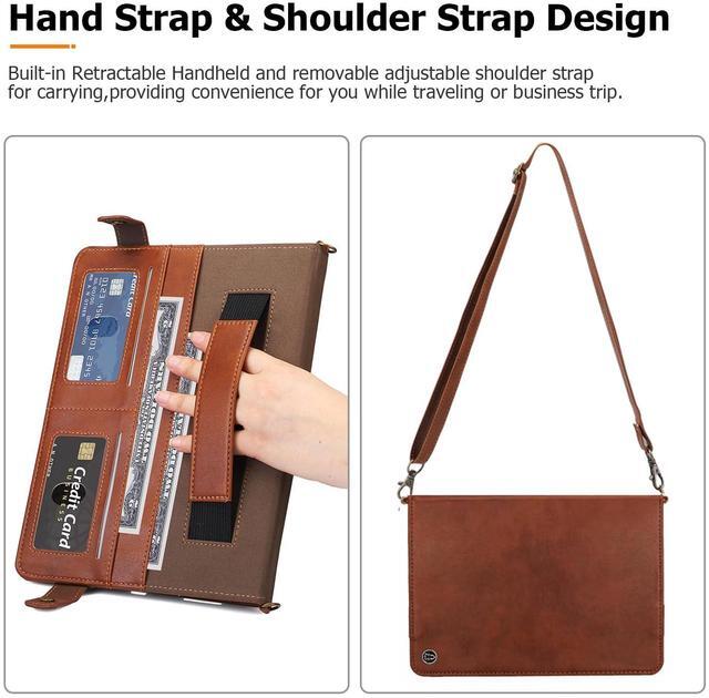 Alt view image 5 of 5 - Dteck Galaxy Tab S10 Case, S9/S8 Ultra 2023/2022 Business PU Leather Folio Stand Cover with S Pen Holder, Card Slots, Shoulder Strap, Wallet Bag, Coffee