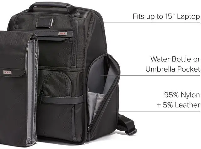 Alt view image 5 of 5 - TUMI - Alpha Compact Laptop Bag Brief Pack - Travel Laptop Backpack for Business Tracer - Ballistic Nylon - Black
