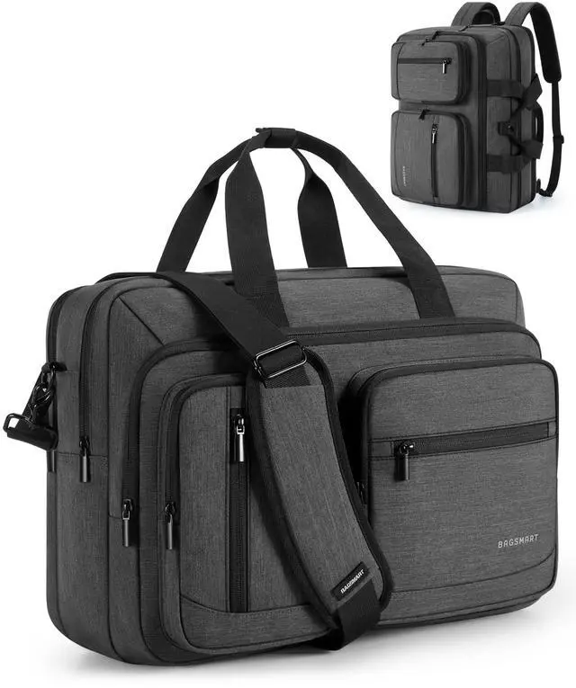 Main image of BAGSMART 3 In 1 Laptop Bag for Men, Computer Briefcase 17.3 Inch Laptop Water-Repellent Shoulder Bag, Computer Bag Business Travel Office, Black