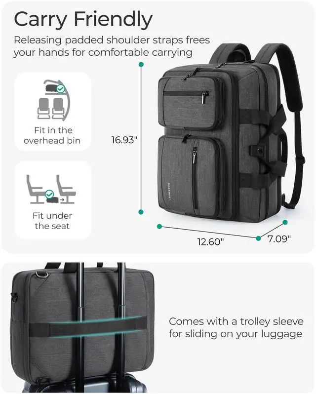 Alt view image 5 of 5 - BAGSMART 3 In 1 Laptop Bag for Men, Computer Briefcase 17.3 Inch Laptop Water-Repellent Shoulder Bag, Computer Bag Business Travel Office, Black