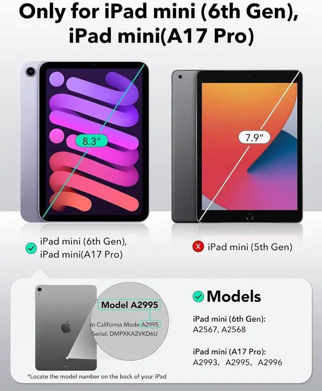 Alt view image 3 of 5 - AICase iPad Mini 7 A17 Pro 2024 iPad Mini 6 2021 (6th Generation) 8.3 Inch Waterproof,Dustproof, Shockproof Case Cover with 360 Full-Body Protection with Lanyard for iPad Mini 8.3" 7th/6th Gen