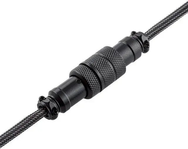 Alt view image 3 of 5 - GUNMJO Pro Custom Coiled USB C Cable for Gaming Keyboard, Metal Aviator Mechanical Keyboard Cable with Right Straight Out Aluminum Aviator, 1.5M USB-C to USB-A, Carbon Black Color