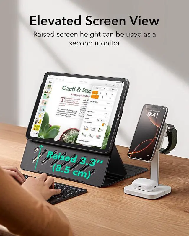 Alt view image 5 of 5 - ESR for iPad Air 13 Inch Case (2025/2024) M3/M2, Removable Magnetic Cover, Adjustable Portrait/Landscape Stand with Raised Screen View, 9 Standing Angles, Shift Series, Durable Black