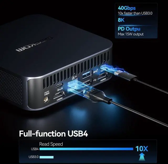Alt view image 4 of 5 - GEEKOM Mini PC GT12 Pro - 12th Gen Intel i9-12900H NUC12 Mini Computers(14 C/20T Up to 5GHz) 32GB DDR4/1TB PCIe Gen 4 SSD Windows 11 Pro Support Wi-Fi 6E/Bluetooth 5.2/USB 4.0/2.5G LAN/8K