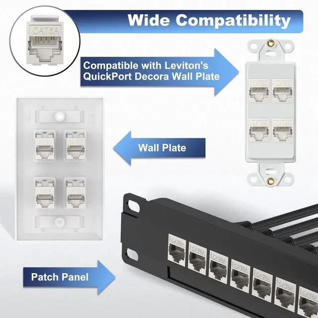 Alt view image 2 of 5 - VCELINK CAT6A RJ45 Keystone Coupler Shielded, 10-Pack Keystone Jack Inline Coupler Female to Female 10Gbps for Patch Panel and Keystone Wall Plate, Silver
