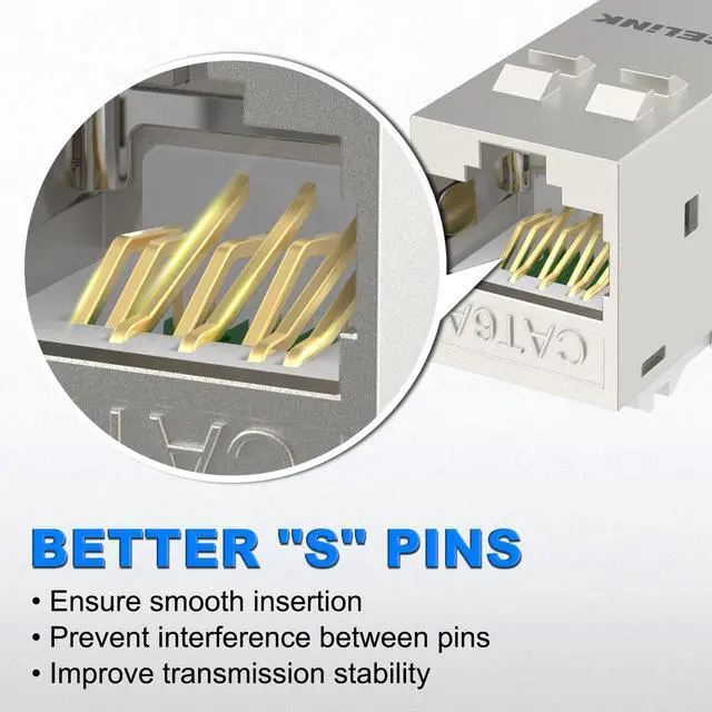 Alt view image 4 of 5 - VCELINK CAT6A RJ45 Keystone Coupler Shielded, 10-Pack Keystone Jack Inline Coupler Female to Female 10Gbps for Patch Panel and Keystone Wall Plate, Silver