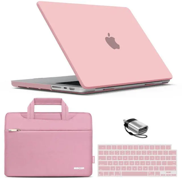 Main image of IBENZER Case for MacBook Pro 14 Inch Case 2025 2024 M4 M3 M2 M1 A3112 A3185 A3401 A2918 A2992 A2779 A2442 Pro/Max, HardShellCase & SleeveBag &KeyboardCover &Type-c(2025-2021), Rose Quartz, T14RQ+3