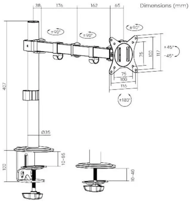 Alt view image 2 of 5 - Gladiator Joe Heavy Duty Single/one Desktop Monitor Mount/arm VESA Compatible | Fully Adjustable articulating arm | Supports Heavy Monitors | 17to 32 inch | 18 lb