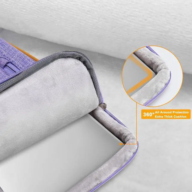Alt view image 3 of 5 - MOSISO 360 Protective Laptop Shoulder Bag,13 inch Computer Bag Compatible with MacBook Air 13 inch M3 M2 M1 2025-2018/Pro 13 inch 2025-2016,Side Open Messenger Bag with 4 Zipper Pockets&Handle, Purple