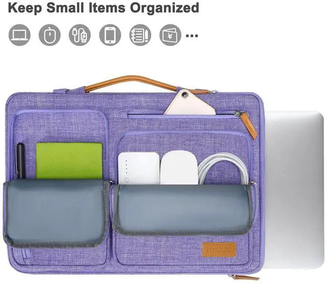 Alt view image 2 of 5 - MOSISO 360 Protective Laptop Shoulder Bag,13 inch Computer Bag Compatible with MacBook Air 13 inch M3 M2 M1 2025-2018/Pro 13 inch 2025-2016,Side Open Messenger Bag with 4 Zipper Pockets&Handle, Purple