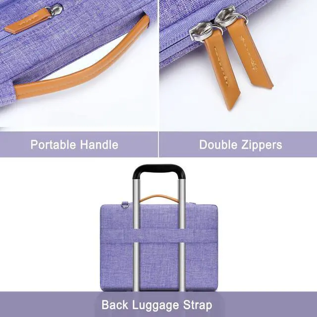 Alt view image 4 of 5 - MOSISO 360 Protective Laptop Shoulder Bag,13 inch Computer Bag Compatible with MacBook Air 13 inch M3 M2 M1 2025-2018/Pro 13 inch 2025-2016,Side Open Messenger Bag with 4 Zipper Pockets&Handle, Purple