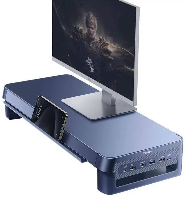 Main image of Vaydeer USB 3.0 Monitor Stand, Metal Monitor Riser with Hub, Support Fast Charging and Transfer Data, Keyboard and Mouse Storage Desk Organizer for Laptop,Computer,Notebook,MacBook,21.4inch